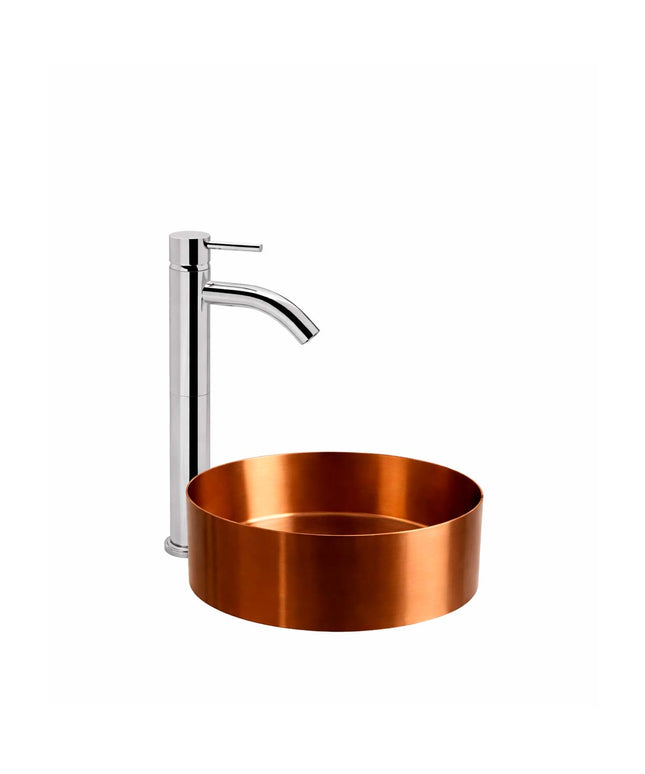 COMBO BACHA APOYAR FERRUM MOLA ACERO INOXIDABLE COBRE LD400-CP + LAVATORIO ALTO FV 0181.02/87-CR