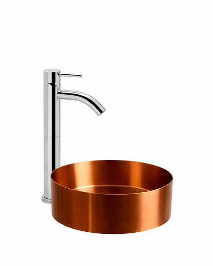 COMBO BACHA APOYAR FERRUM MOLA ACERO INOXIDABLE COBRE LD400-CP + LAVATORIO ALTO FV 0181.02/87-CR