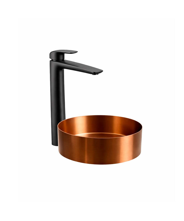 COMBO BACHA APOYAR FERRUM MOLA ACERO INOXIDABLE COBRE LD400-CP + LAVATORIO ALTO FV 0181.02/L2-NG