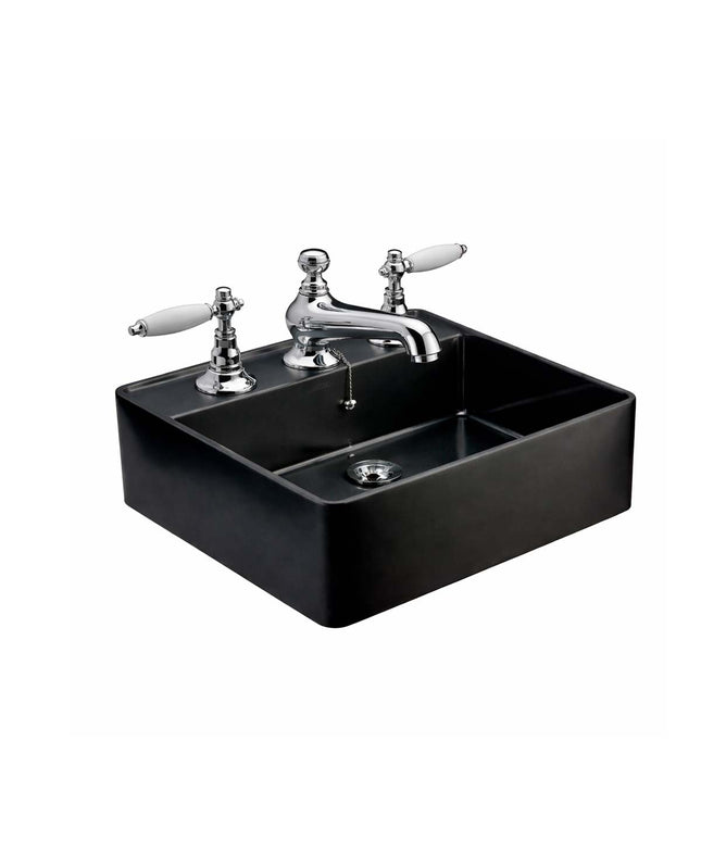 COMBO BACHA APOYAR FERRUM MOLA ACERO INOXIDABLE NEGRO LC413-NM 3AG + LAVATORIO FV 0207/83L-CCB