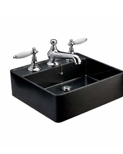 COMBO BACHA APOYAR FERRUM MOLA ACERO INOXIDABLE NEGRO LC413-NM 3AG + LAVATORIO FV 0207/83L-CCB