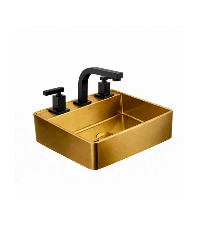 COMBO BACHA APOYAR FERRUM MOLA ACERO INOXIDABLE BRONCE LC413-GB 3AG + LAVATORIO FV 0207R/85L-BK