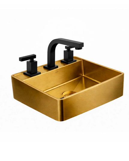 COMBO BACHA APOYAR FERRUM MOLA ACERO INOXIDABLE BRONCE LC413-GB 3AG + LAVATORIO FV 0207R/85L-BK