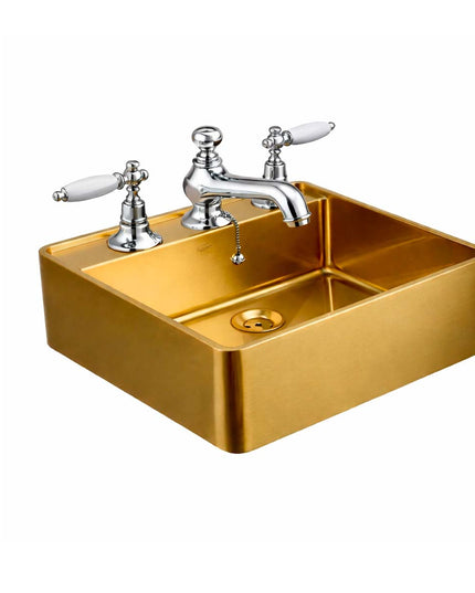 COMBO BACHA APOYAR FERRUM MOLA ACERO INOXIDABLE BRONCE LC413-GB 3AG + LAVATORIO FV 0207/83L-CCB