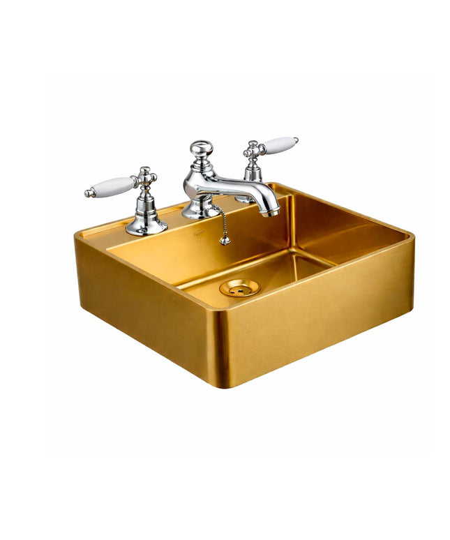 COMBO BACHA APOYAR FERRUM MOLA ACERO INOXIDABLE BRONCE LC413-GB 3AG + LAVATORIO FV 0207/83L-CCB