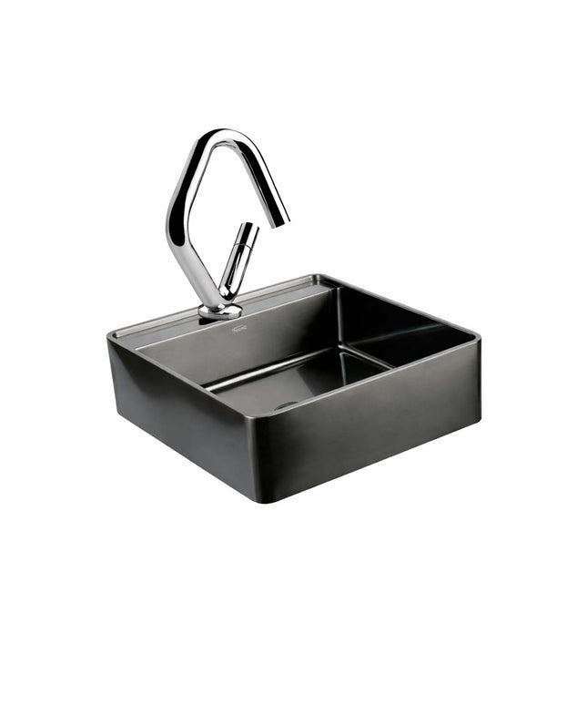 COMBO BACHA APOYAR FERRUM MOLA ACERO INOXIDABLE NEGRO LC411-NM 1AG + LAVATORIO FV 0181/N4-CR