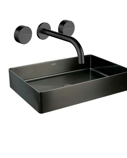 COMBO BACHA APOYAR FERRUM MOLA ACERO INOXIDABLE NEGRO L5136-NT + LAVATORIO PARED 3AG FV 0203/L8-NG