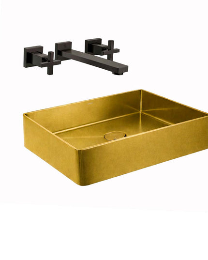 COMBO BACHA APOYAR FERRUM MOLA ACERO INOXIDABLE BRONCE L5136-GB + LAVATORIO PARED 3AG FV 0203R/85-BK