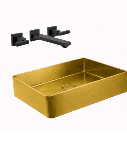 COMBO BACHA APOYAR FERRUM MOLA ACERO INOXIDABLE BRONCE L5136-GB + LAVATORIO PARED 3AG FV 0203R/85L-BK