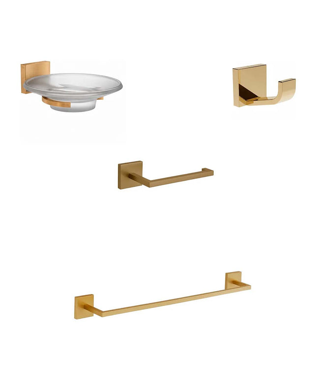FV KIT ACCESORIOS DOMINIC BRUSHED BRASS 4 PIEZAS