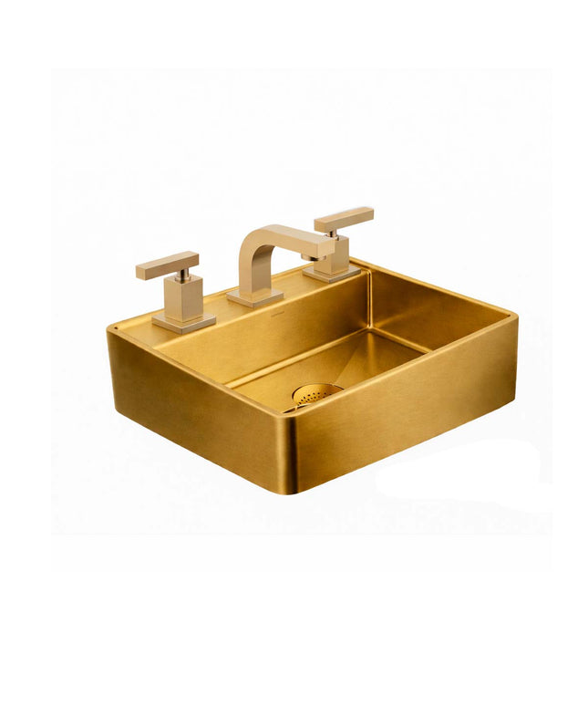 COMBO BACHA APOYAR FERRUM MOLA ACERO INOXIDABLE BRONCE LC413-GB 3AG + LAVATORIO FV 0207R/85L-BB