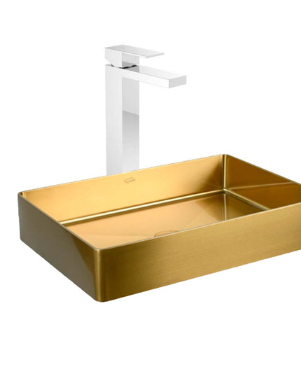 COMBO BACHA APOYAR FERRUM MOLA ACERO INOXIDABLE BRONCE L5136-GB + LAVATORIO ALTO FV 0181.02/85N-CR