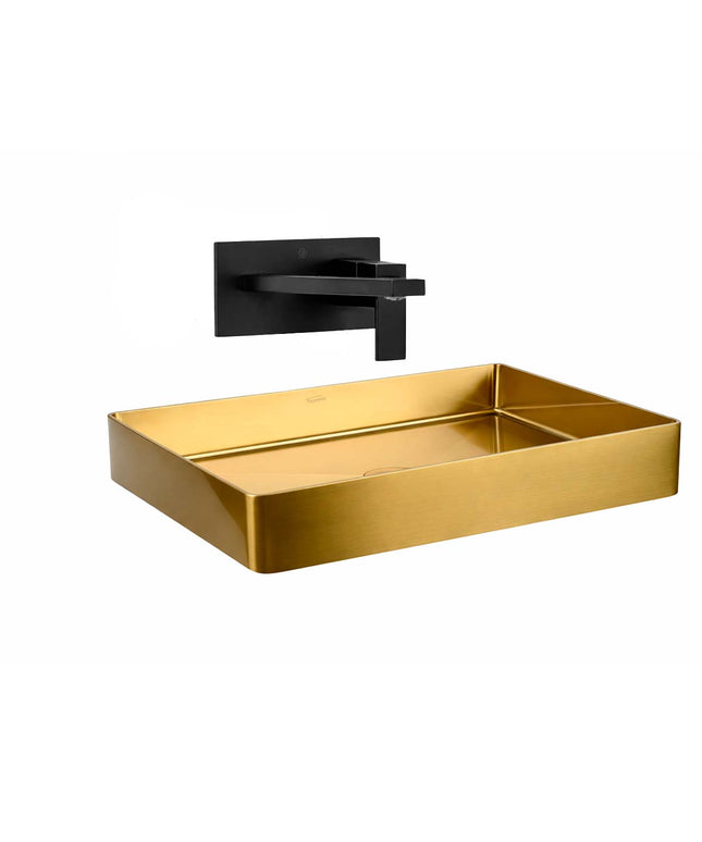 COMBO BACHA APOYAR FERRUM MOLA ACERO INOXIDABLE BRONCE L5136-GB + LAVATORIO PARED FV 0206/85N-NG