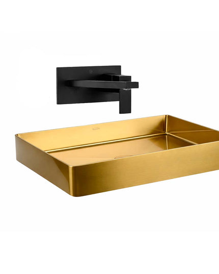 COMBO BACHA APOYAR FERRUM MOLA ACERO INOXIDABLE BRONCE L5136-GB + LAVATORIO PARED FV 0206/85N-NG