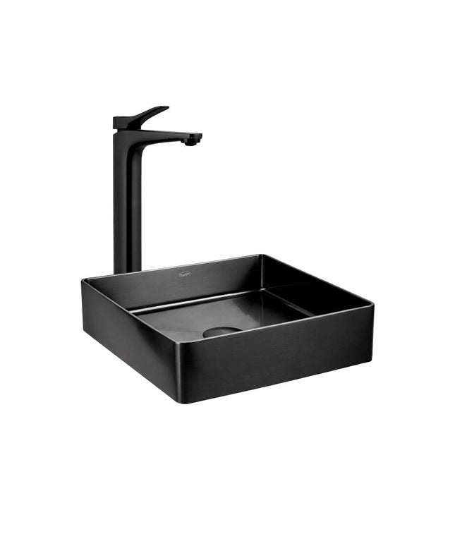 COMBO BACHA APOYAR FERRUM MOLA ACERO INOXIDABLE NEGRO LC36C-NM + LAVATORIO ALTO FV 0181.02/S7-NG