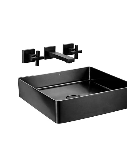 COMBO BACHA APOYAR FERRUM MOLA ACERO INOXIDABLE NEGRO LC36C-NM + LAVATORIO PARED 0203R/85-BK