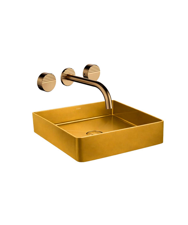 COMBO BACHA APOYAR FERRUM MOLA ACERO INOXIDABLE BRONCE LC36C-GB + LAVATORIO PARED 0203/L8-BB