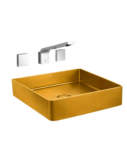 COMBO BACHA APOYAR FERRUM MOLA ACERO INOXIDABLE BRONCE LC36C-GB + LAVATORIO PARED 0203/H4-CR