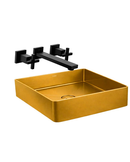 COMBO BACHA APOYAR FERRUM MOLA ACERO INOXIDABLE BRONCE LC36C-GB + LAVATORIO PARED 0203R/85-BK