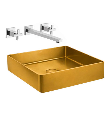 COMBO BACHA APOYAR FERRUM MOLA ACERO INOXIDABLE BRONCE LC36C-GB + LAVATORIO PARED 0203R/85-CR