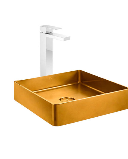 COMBO BACHA APOYAR FERRUM MOLA ACERO INOXIDABLE BRONCE LC36C-GB + LAVATORIO ALTO 0181.02/85N-CR