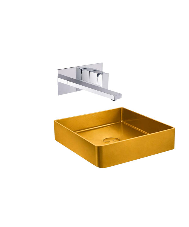 COMBO BACHA APOYAR FERRUM MOLA ACERO INOXIDABLE BRONCE LC36C-GB + LAVATORIO PARED 0206/85N-CR