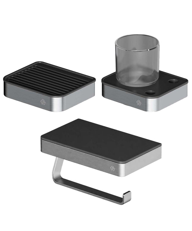 FV KIT ACCESORIOS BAÑO INOX ONE ACERO INOXIDABLE 3 PIEZAS 0167/I1-AI + 0168/I1-AI + 0169/I1-AI</p><p>