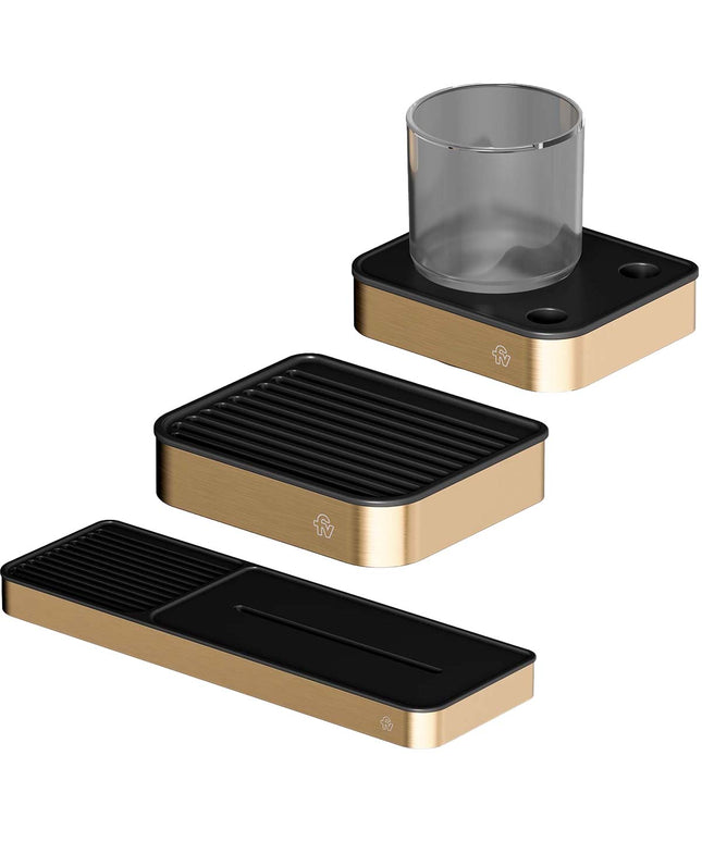 FV KIT ACCESORIOS BAÑO INOX ONE BRUSHED BRASS 3 PIEZAS 0168.01/I1-BB + 0168/I1-BB + 0169/I1-BB</p><p>