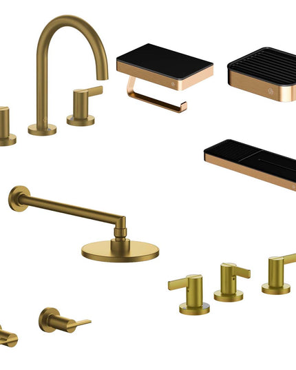 FV COMBO GRIFERIA MAUNA BRUSHED BRASS + ACCESORIOS INOX ONE
