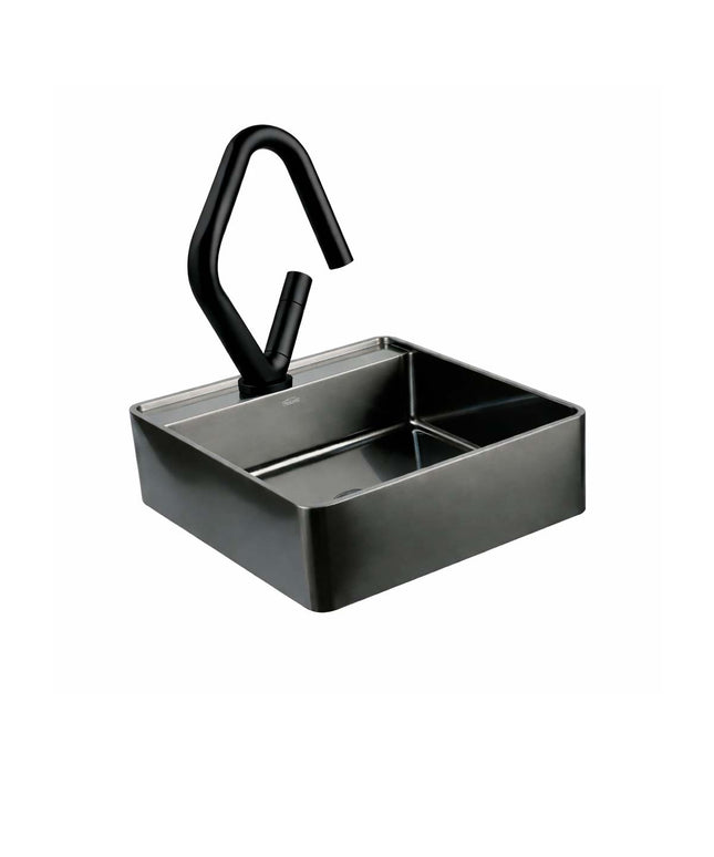 COMBO BACHA APOYAR FERRUM MOLA ACERO INOXIDABLE NEGRO LC411-NM 1AG + LAVATORIO FV 0181/N4-FB