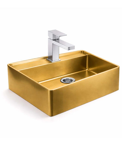 COMBO BACHA APOYAR FERRUM MOLA ACERO INOXIDABLE BRONCE LC411-GB 1AG + LAVATORIO FV 0181/85N-CR