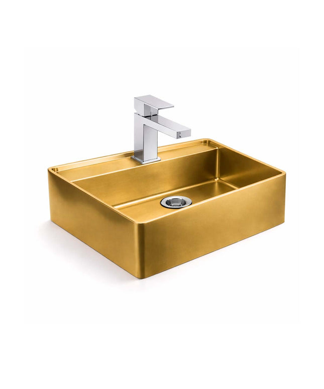 COMBO BACHA APOYAR FERRUM MOLA ACERO INOXIDABLE BRONCE LC411-GB 1AG + LAVATORIO FV 0181/85N-CR