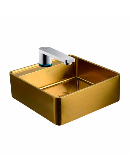 COMBO BACHA APOYAR FERRUM MOLA ACERO INOXIDABLE BRONCE LC411-GB 1AG + LAVATORIO FV 0363C-T-CR