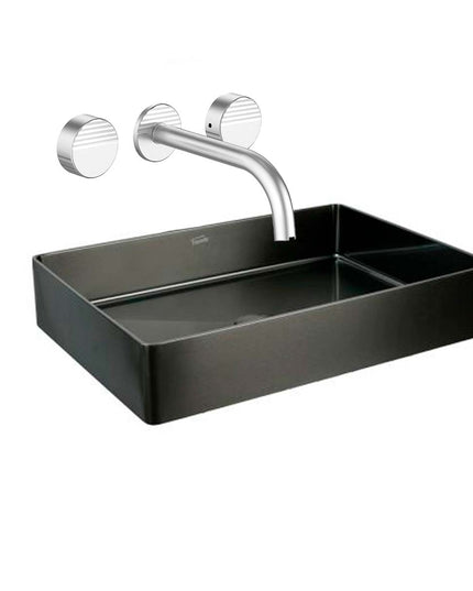 COMBO BACHA APOYAR FERRUM MOLA ACERO INOXIDABLE NEGRO L5136-NT + LAVATORIO PARED 3AG FV 0203/L8-CR
