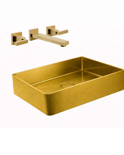 COMBO BACHA APOYAR FERRUM MOLA ACERO INOXIDABLE BRONCE L5136-GB + LAVATORIO PARED 3AG FV 0203R/85L-BB