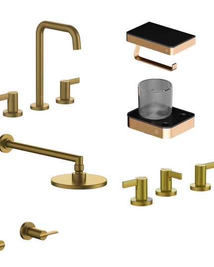 FV COMBO GRIFERIA MAUNA BRUSHED BRASS + ACCESORIOS INOX ONE