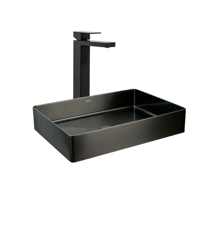 COMBO BACHA APOYAR FERRUM MOLA ACERO INOXIDABLE NEGRO L5136-NT + LAVATORIO ALTO FV 0181.02/85N-NG