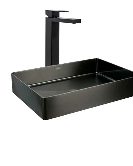 COMBO BACHA APOYAR FERRUM MOLA ACERO INOXIDABLE NEGRO L5136-NT + LAVATORIO ALTO FV 0181.02/85N-NG