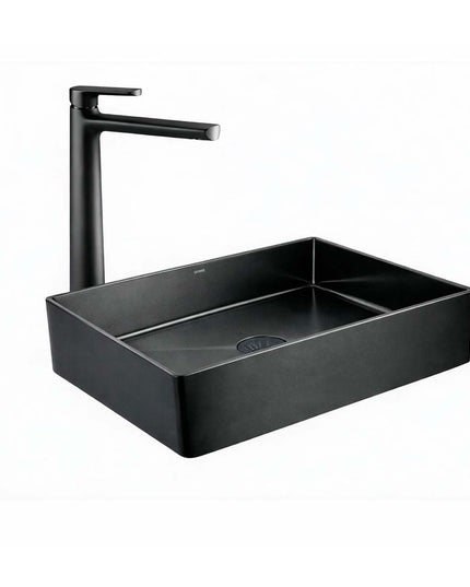 COMBO BACHA APOYAR FERRUM MOLA ACERO INOXIDABLE NEGRO L5136-NT + LAVATORIO ALTO FV 0181.02/D8-NG
