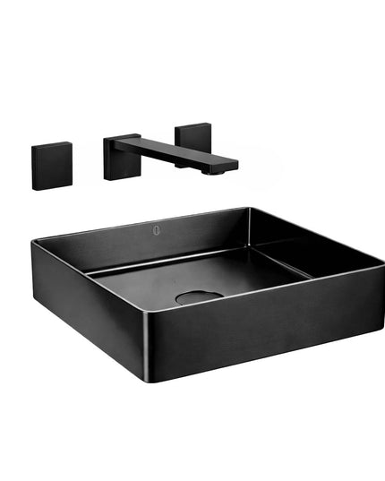 COMBO BACHA APOYAR FERRUM MOLA ACERO INOXIDABLE NEGRO LC36C-NM + LAVATORIO PARED 0203/H4-BK