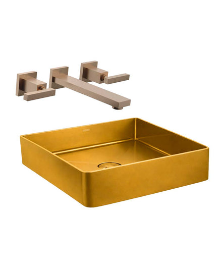 COMBO BACHA APOYAR FERRUM MOLA ACERO INOXIDABLE BRONCE LC36C-GB + LAVATORIO PARED 0203R/85L-BB
