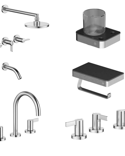 FV COMBO GRIFERIA MAUNA CROMO + ACCESORIOS INOX