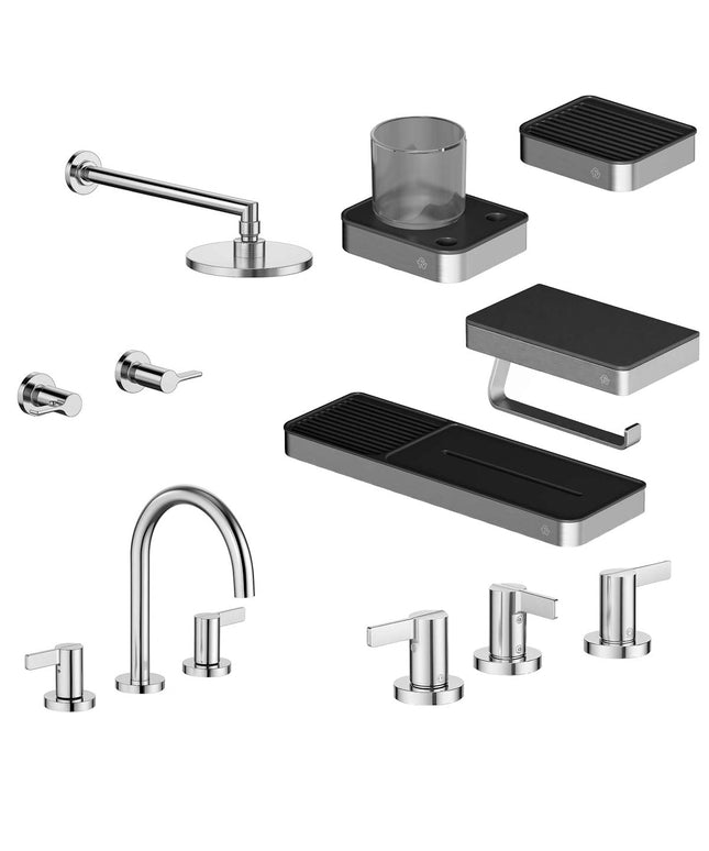 FV COMBO GRIFERIA MAUNA CROMO + ACCESORIOS INOX