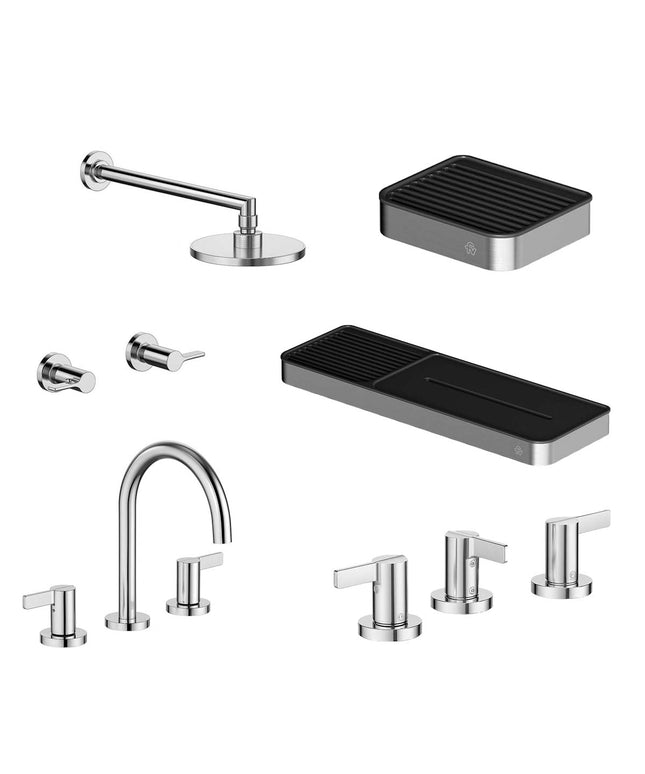FV COMBO GRIFERIA MAUNA CROMO + ACCESORIOS INOX