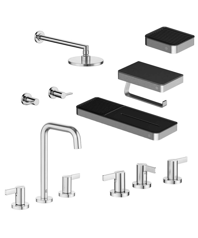FV COMBO GRIFERIA MAUNA CROMO + ACCESORIOS INOX