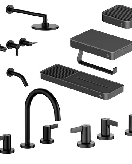 FV COMBO GRIFERIA MAUNA NEGRO + ACCESORIOS INOX ONE