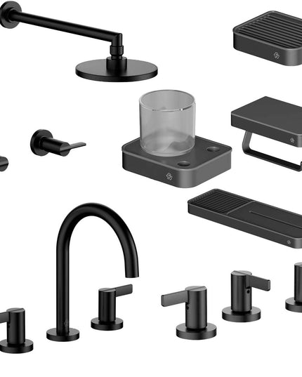 FV COMBO GRIFERIA MAUNA NEGRO + ACCESORIOS INOX