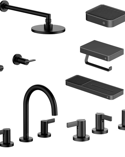 FV COMBO GRIFERIA MAUNA NEGRO + ACCESORIOS INOX