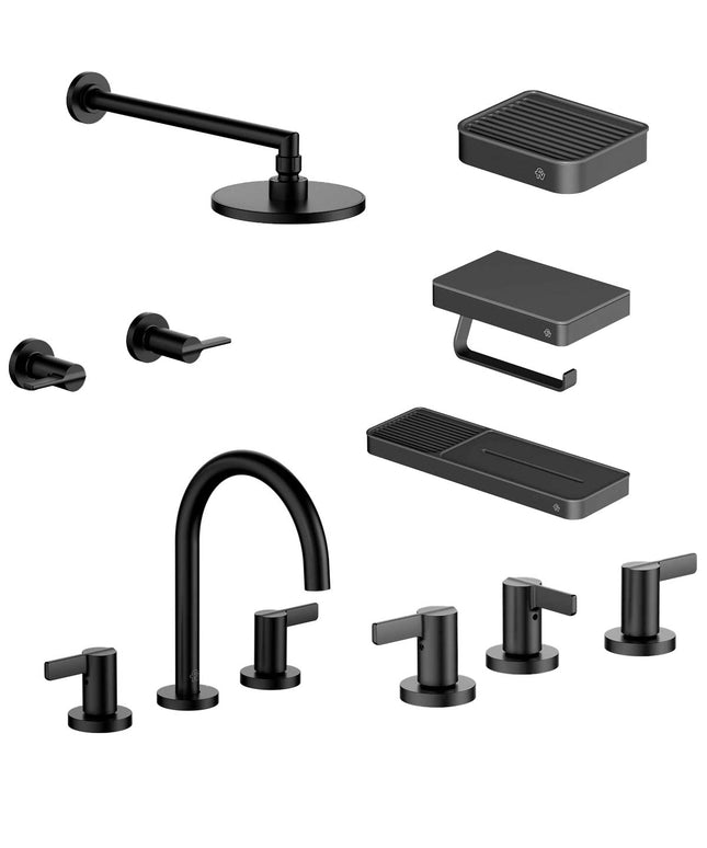 FV COMBO GRIFERIA MAUNA NEGRO + ACCESORIOS INOX