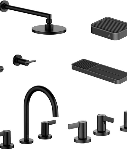 FV COMBO GRIFERIA MAUNA NEGRO + ACCESORIOS INOX